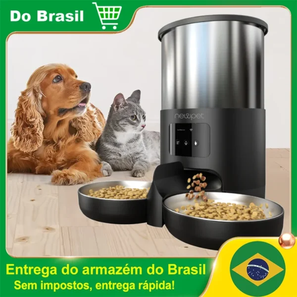 Comedouro Automático Inteligente Wi-Fi para Pets – 5L com Microfone e Ração Programável | Skive Shop